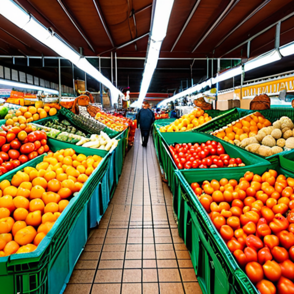 농산물 소비 촉진을 통한 음식물 쓰레기 감소 - Seasonal Produce at a "Mercado Municipal"**
Prompt: "A vibrant and colorful display of seasonal fru...