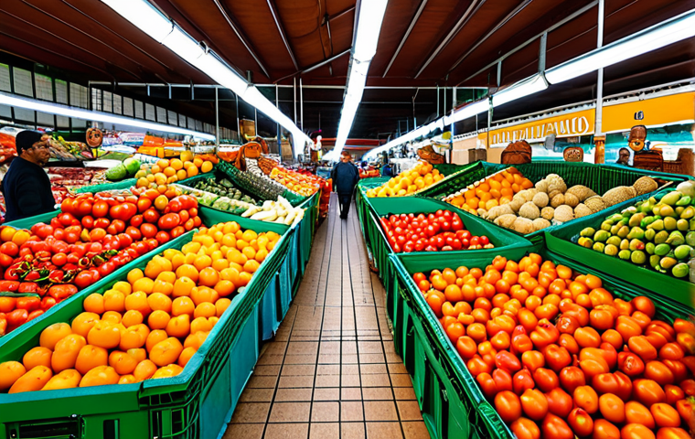 농산물 소비 촉진을 통한 음식물 쓰레기 감소 - Seasonal Produce at a "Mercado Municipal"**
Prompt: "A vibrant and colorful display of seasonal fru...