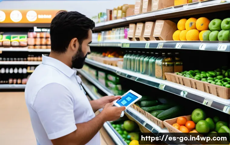 식품 폐기물 줄이기를 위한 비즈니스 모델 분석 - A modern local grocery store in a Spanish-speaking community, featuring shelves with fresh fruits an...